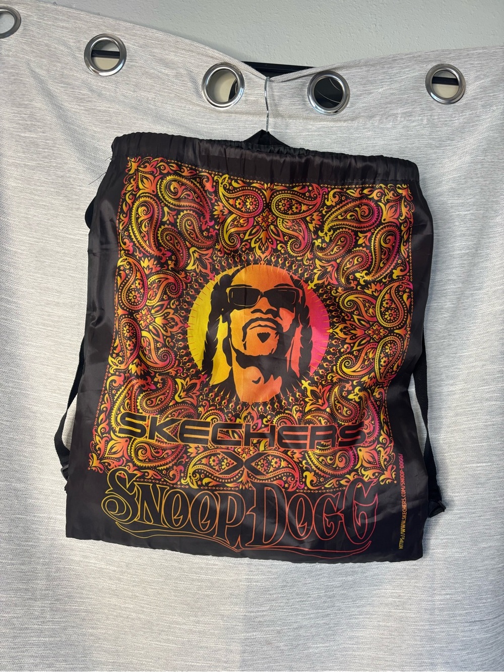 Skechers x Snoop Dogg Black Paisley Graphic Drawstring Bag